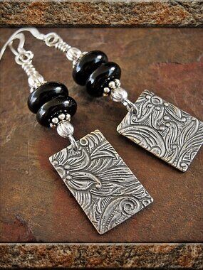 Southwest Earrings 925 Sterling Silver And Black Onyx Dangles